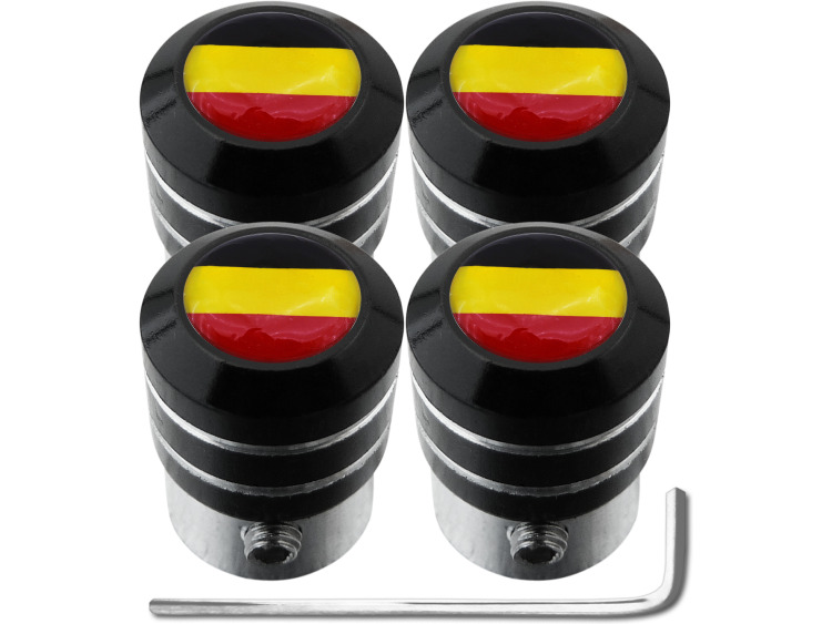 4 Antidiebstahl-Ventilkappen Belgien Flagge Belgisch "black"