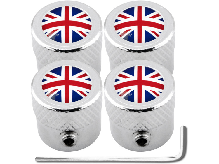 4 Antidiebstahl-Ventilkappen England Vereinigtes K&ouml;nigreich Englisch British Union Jack "gestreift"