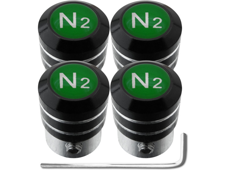 4 Antidiebstahl-Ventilkappen Stickstoff N2 gr&uuml;n "black"