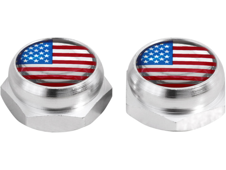 Nietenkappen f&uuml;r Nummernschilder Amerikanische Flagge USA Vereinigte Staaten (silber)