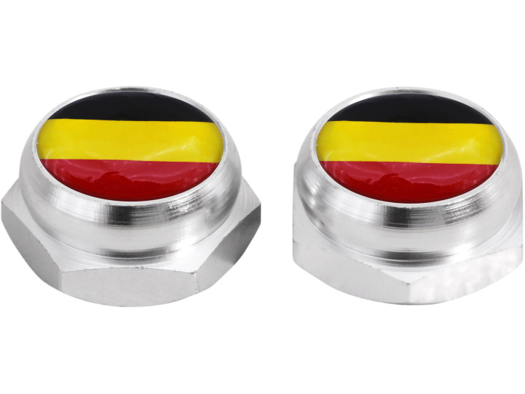 Nietenkappen f&uuml;r Nummernschilder deutsche Flagge Deutschland (silber)