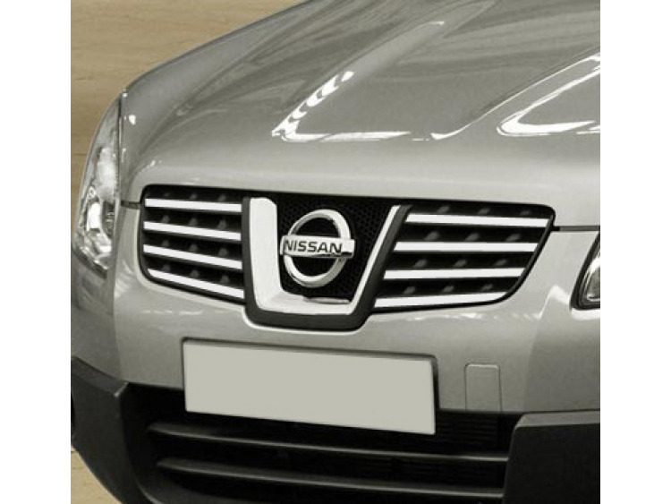 Zier-Chromleiste f&uuml;r K&uuml;hlergrill-Oberteil Nissan Qashqai +2 08-10 Nissan Qashqai +2 phase 2 10-14 Nissan Qashqai +2 phase 3 Nissan Qashqai 07-10 Nissan Qashqai phase 2 10-14 Nissan Qashqai phase 3